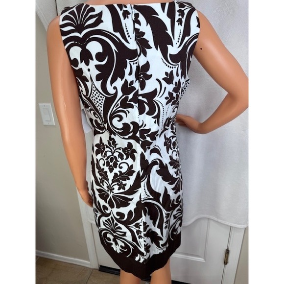 NEW B Smart brown white filagree pattern sleeveless mini‎ business dress Size 10 - Picture 5 of 8